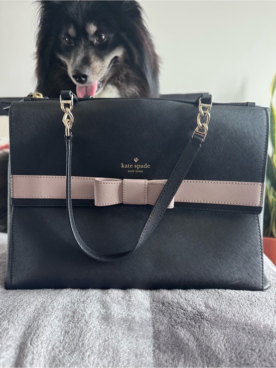 kate spade Handbags - Kate Spade Black with Blush Bow-Trim Satchel
